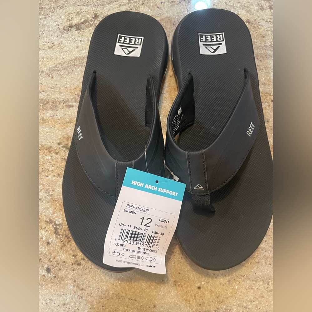 Reef black flip flop sandals. Men’s size 12